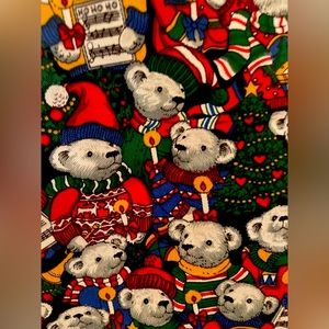 Vintage 111 MAIN Christmas Holiday Season Teddy Bears On Black Vest Button Up 2X